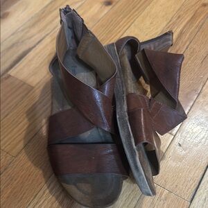 Pierre Dumas Brown Leather Sandals with Open Heel